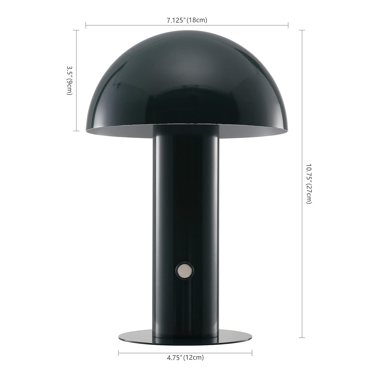 Forest Green Cordless Iron LED Mushroom Table Lamp