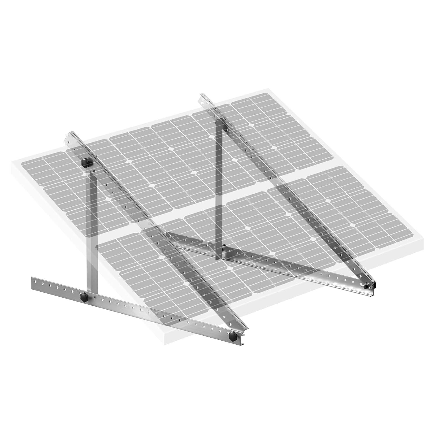 VEVOR 50-Inch Solar Panel Mounting Brackets, 0 to 90° Adjustable Tilt Mount Brackets Support 100-550W Solar Panels, Lightweight Aluminum Brackets with Folding Tilt Legs for RV, Roof, Boat, Off-Grid