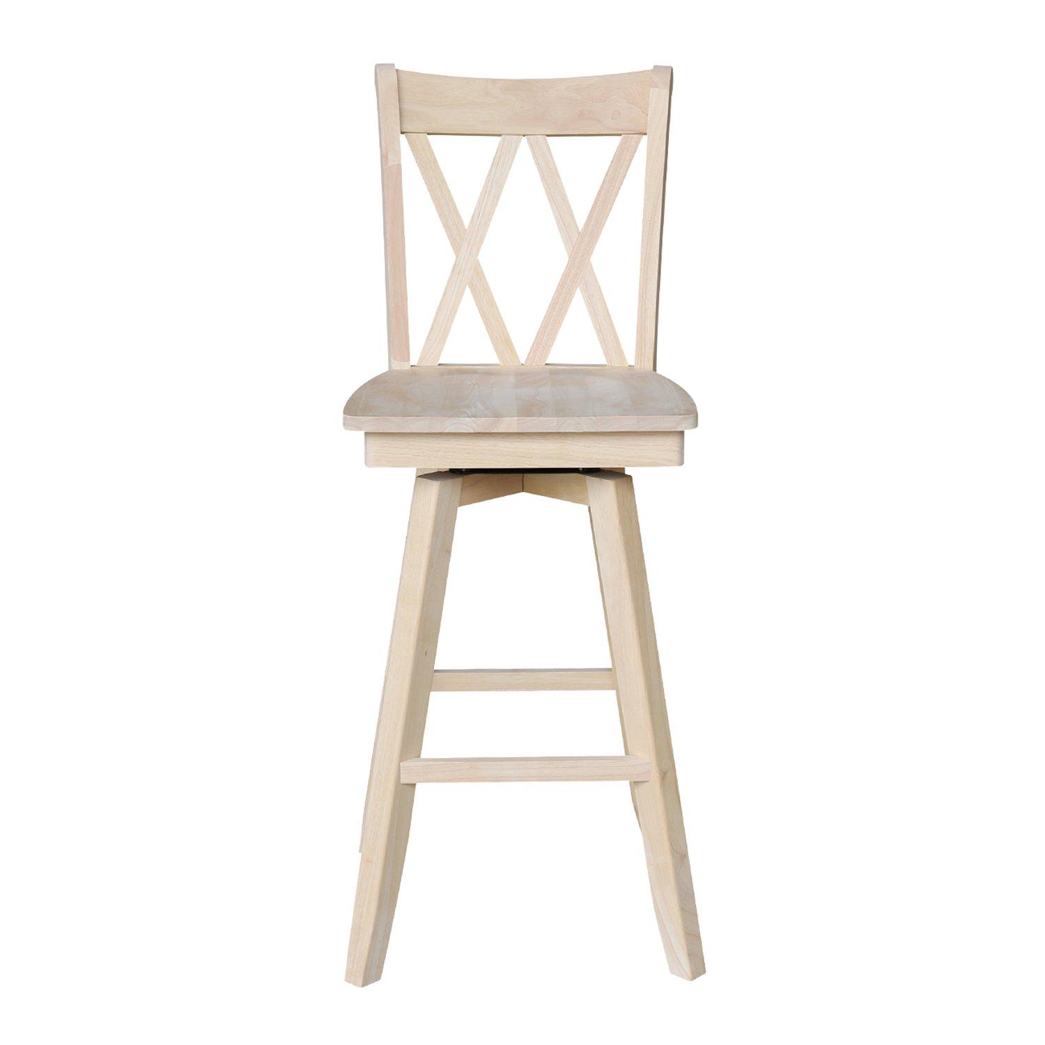 International Concepts Double "X" Back Bar Height Stool - With Swivel 30" Seat Height