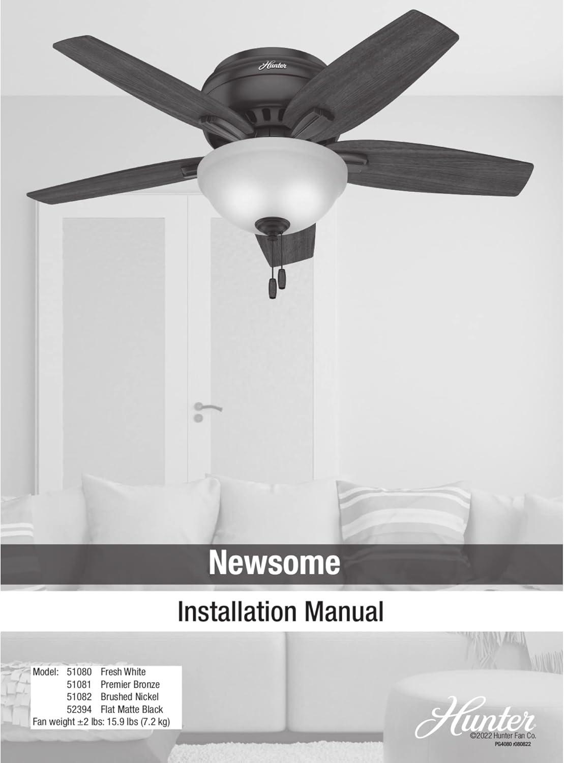 Newsome 42" 5 - Blade Traditional Flush Mount Indoor Ceiling Fan with Lights and Pull Chains