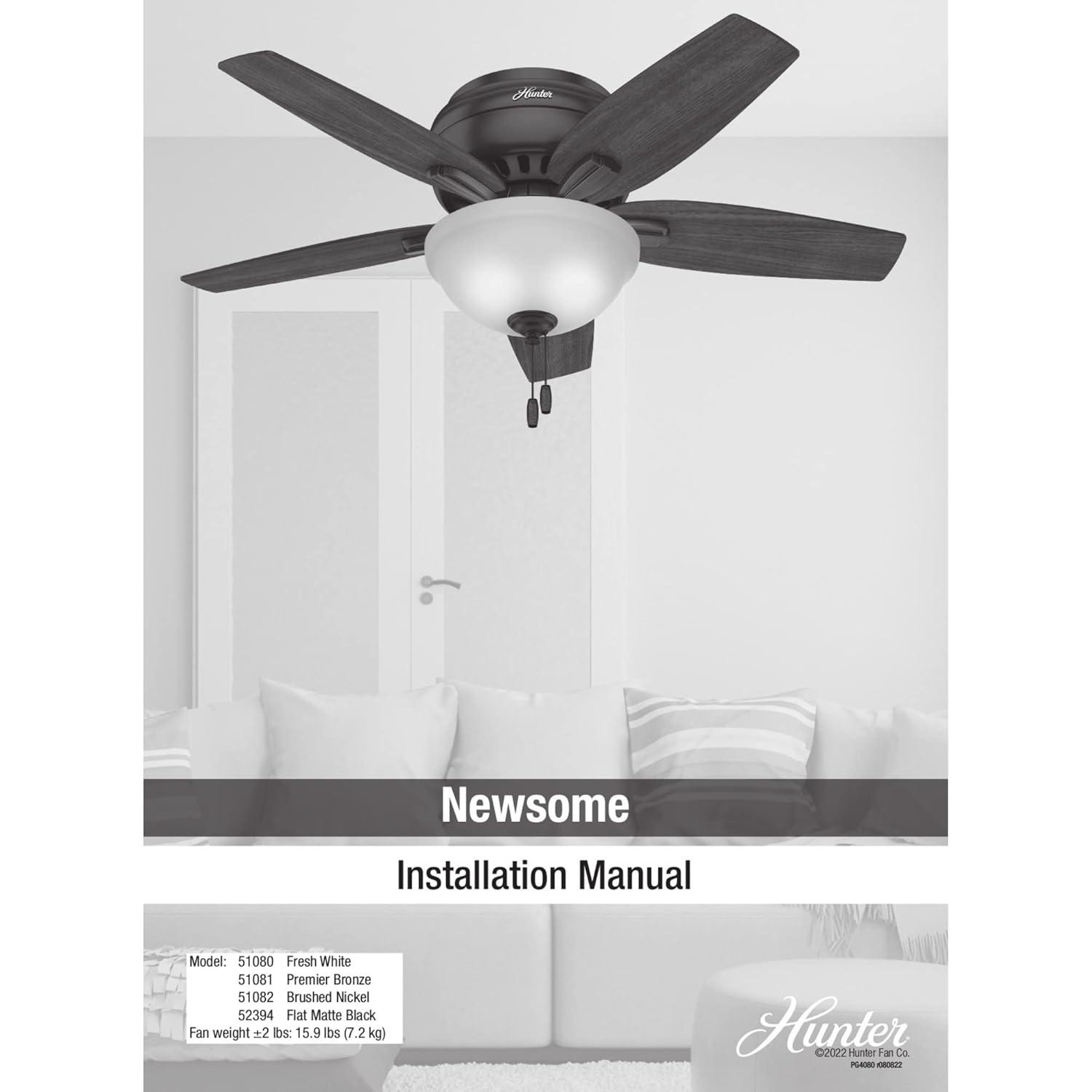 Newsome 42" 5 - Blade Traditional Flush Mount Indoor Ceiling Fan with Lights and Pull Chains