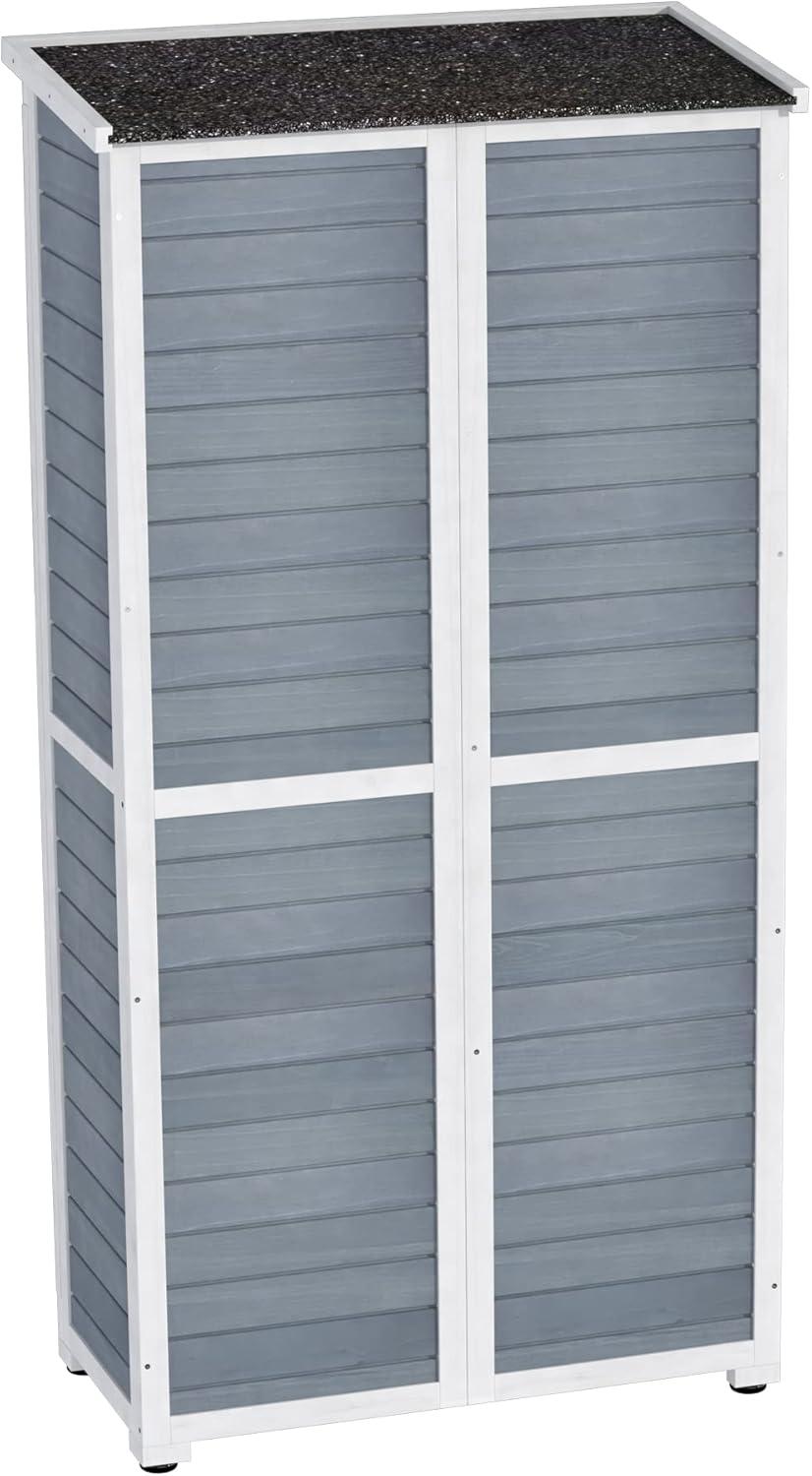 GDLF Outdoor Storage Cabinet Wood & Metal Garden Tool Shed Waterproof Sturdy 66" H