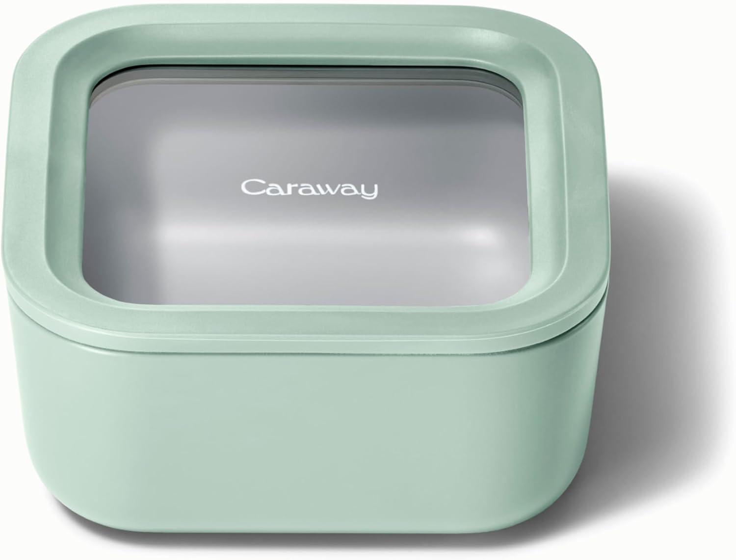 Caraway Home Small Ceramic Coated Glass Food Storage Container