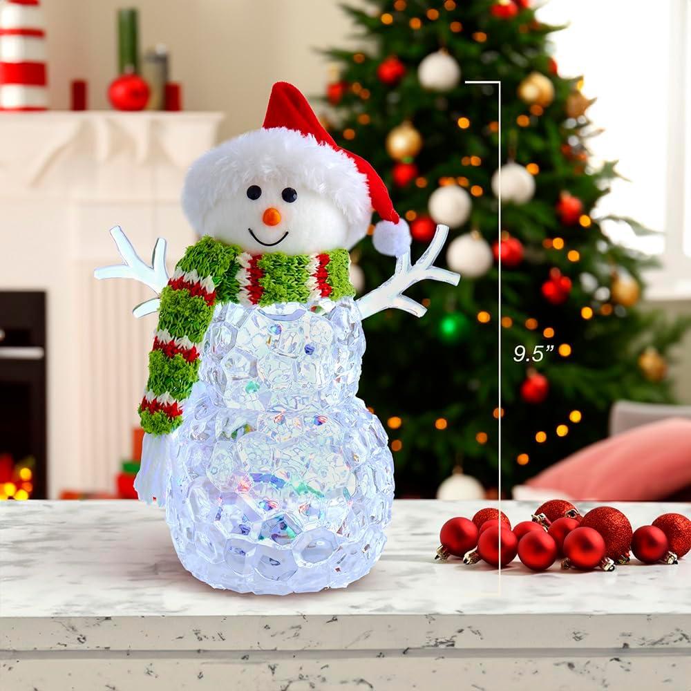 Illuminated Crystal Snowman Sculpture with Festive Accents