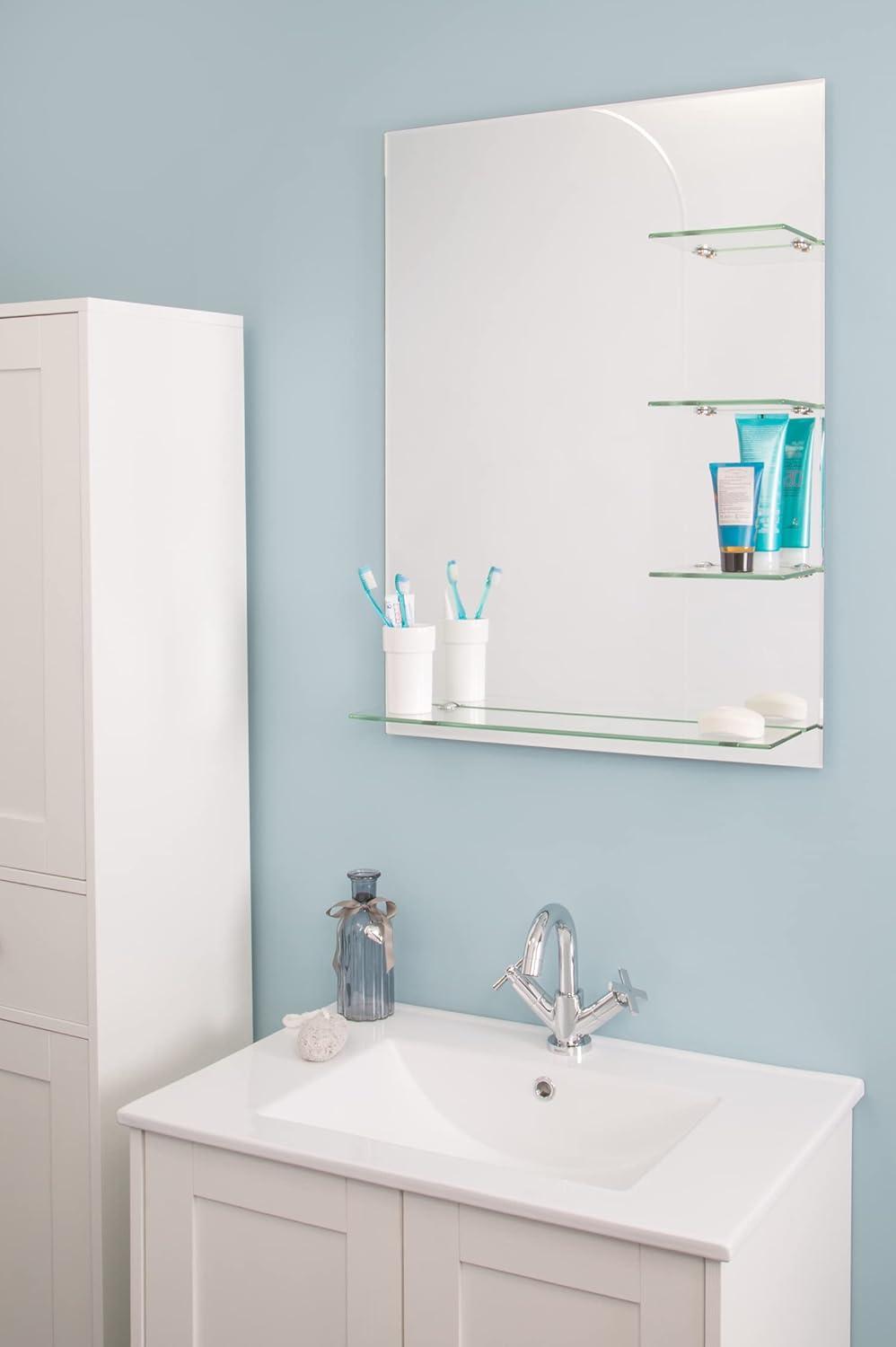Croydex Fairfield Easy Install, Arch Bathroom Mirror with Single Shelf