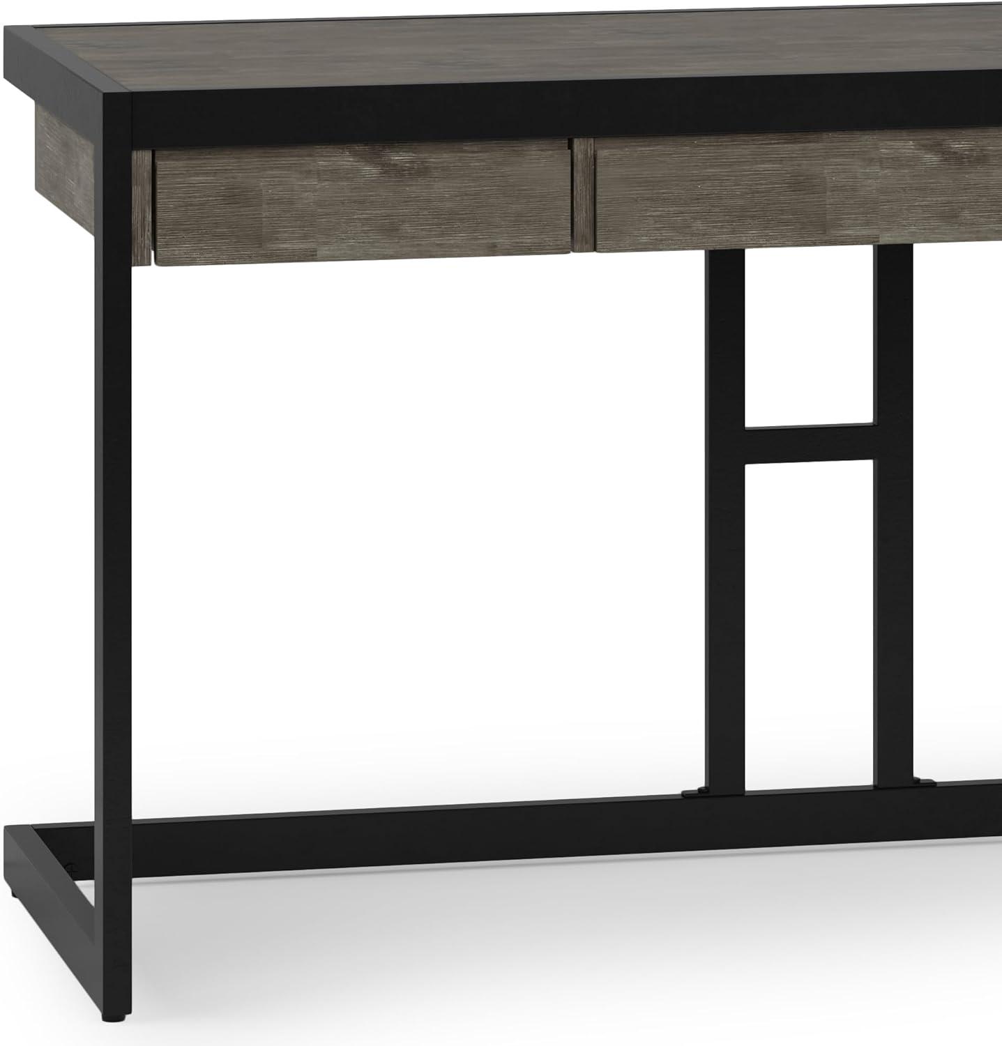 Simpli Home Erina Solid Acacia Wood Desk, Industrial Style with Keyboard Tray and 2 Drawers & Reviews | Wayfair