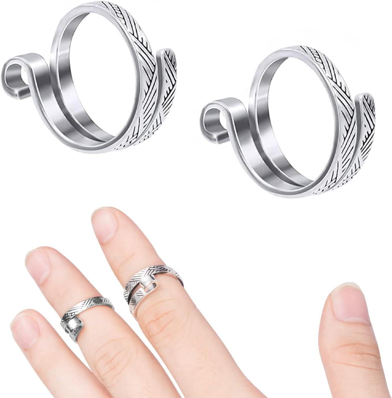 Adjustable Silver Metal Knitting Crochet Loop Rings