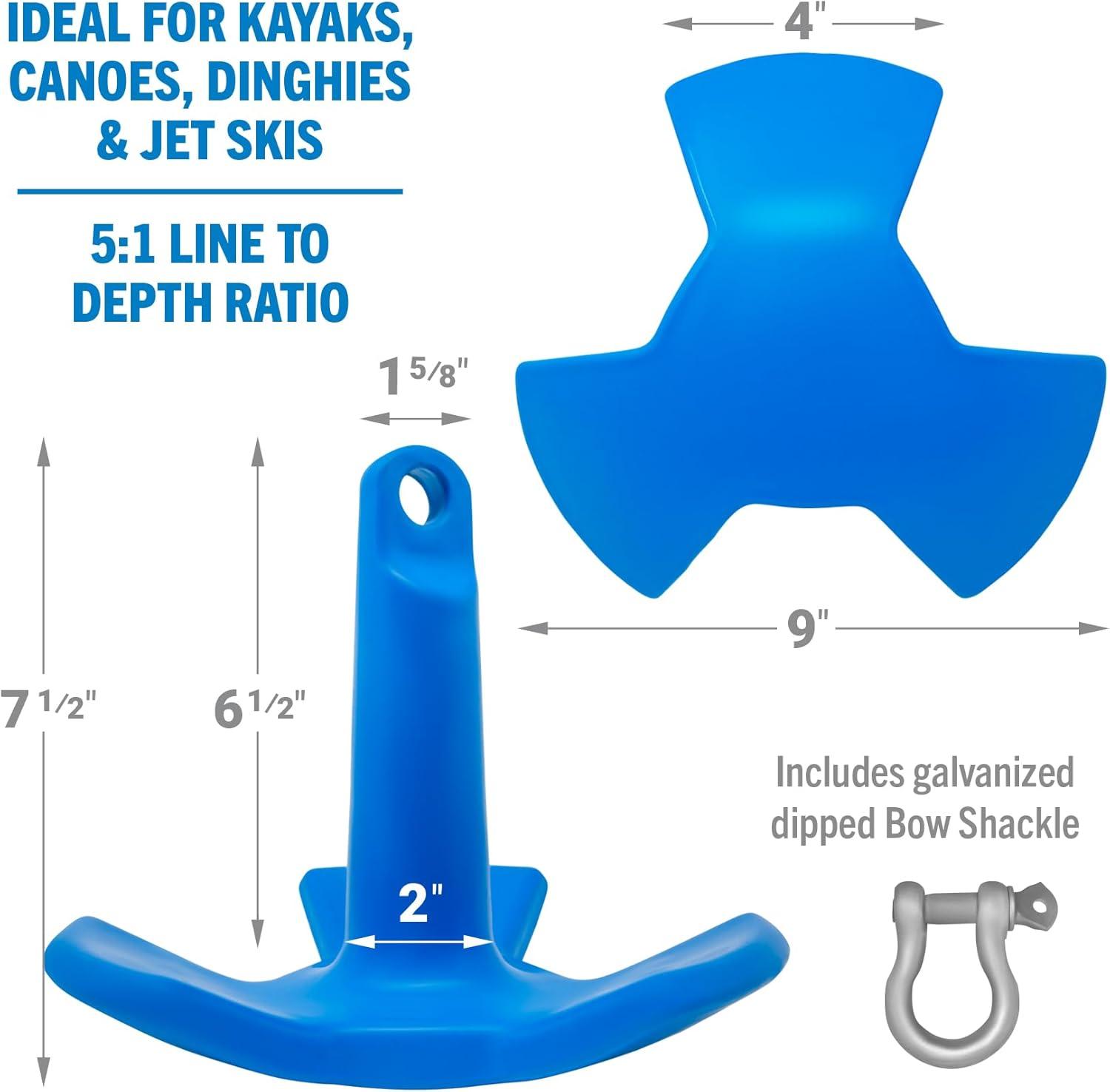 River Anchor 8lb Boat Anchor Mushroom Anchor 8 lb River Anchors for Boats Coated Anchor Marine Grade Pontoon or River Boats, Row Boat, Kayak, Jon Boat 8, 10 or 15 Foot Boat Anchors 12, 20 or 30 Pound