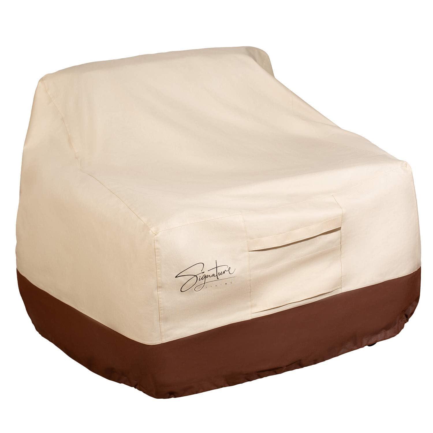 Signature Living 35” x 31” Tan Solid Print Patio Chair Cover, Waterproof, 2 Count