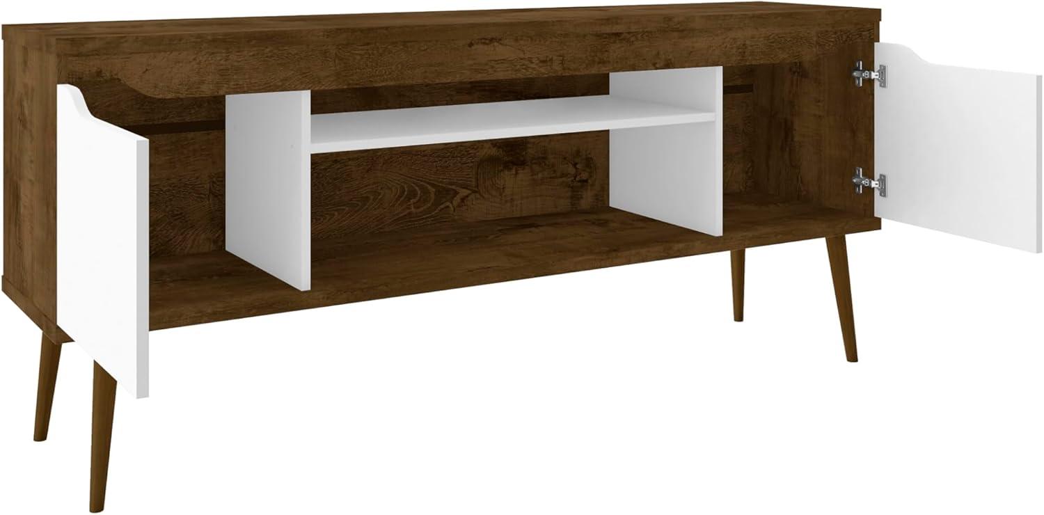 Bradley TV Stand for TVs up to 60" Black - Manhattan Comfort: Modern Entertainment Center with Open Shelves