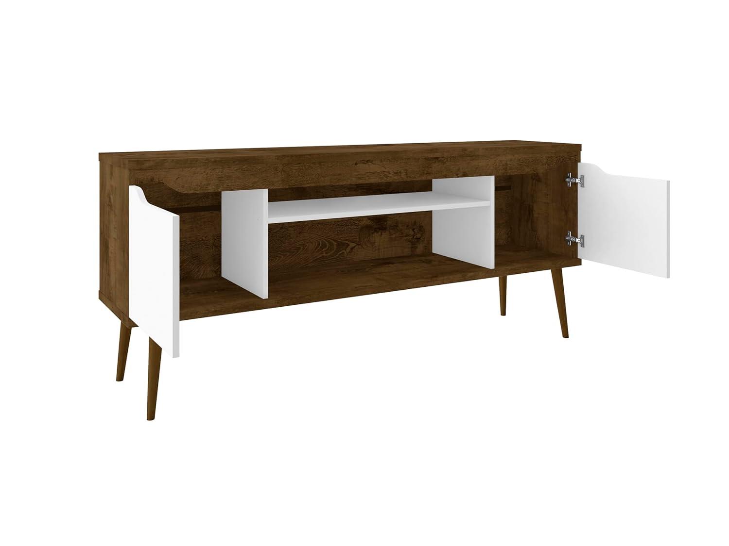 Bradley TV Stand for TVs up to 60" Black - Manhattan Comfort: Modern Entertainment Center with Open Shelves