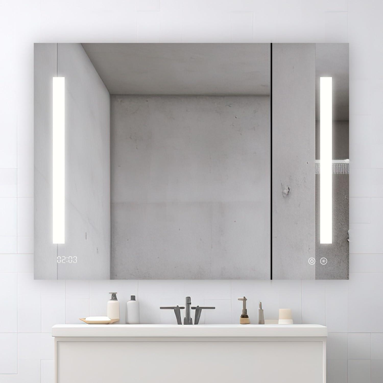 AQUADOM Signature Royale LED Medicine Cabinet, Defogger, LED 3X Makeup Mirror, Electrical Outlets