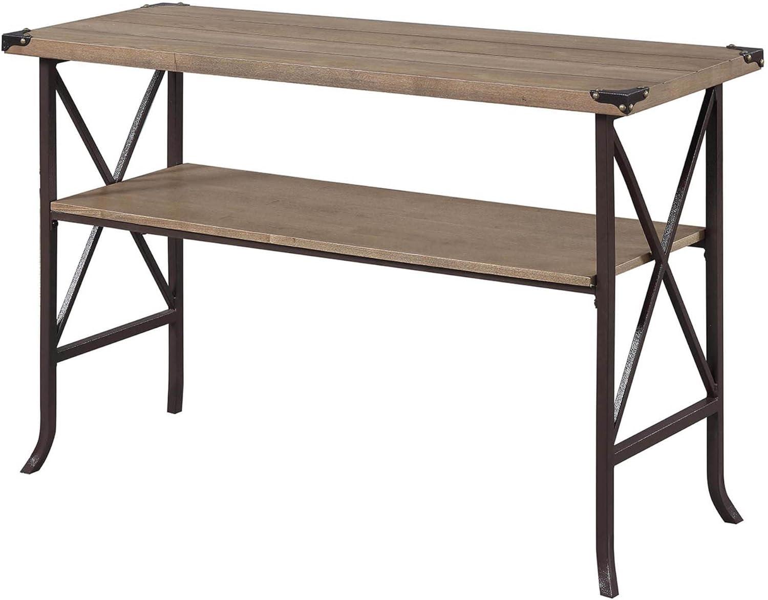 Driftwood and Brown Medium Wood Console Table with Storage