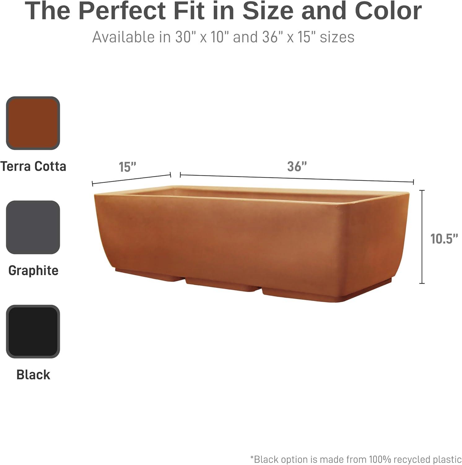 RTS Home Accents 36 inch x 15 inch Polyethylene Rectangular Planter, Terra Cotta Color