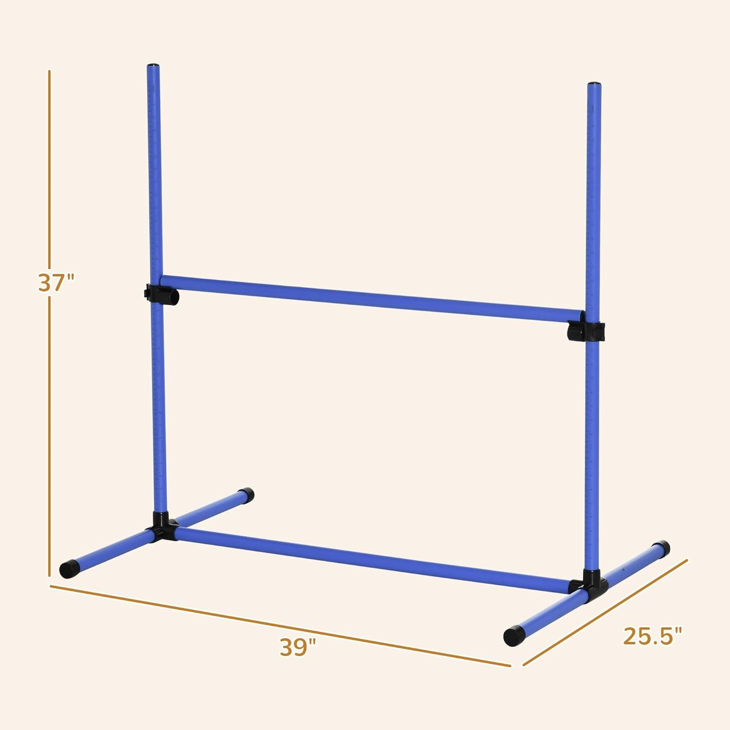 Blue Adjustable Height Dog Agility Training Kit with Carry Bag