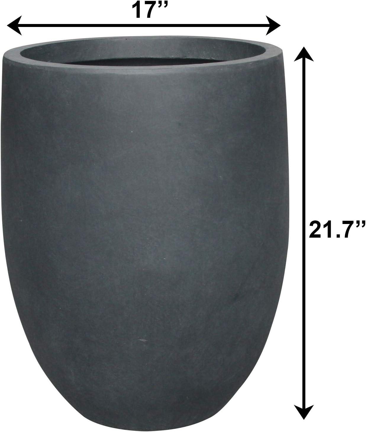 Rosemead Home & Garden, Inc. 17" Wide Kante Modern Concrete/Fiberglass Indoor Outdoor Planter Pot Charcoal Gray: Weather-Resistant