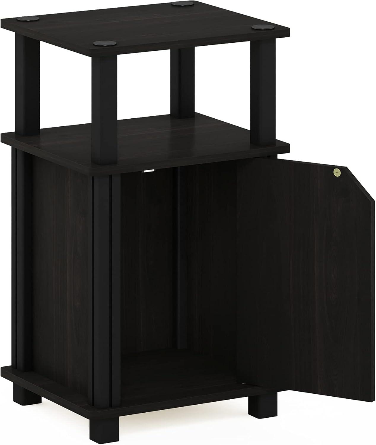 Furinno Brahms 3-Tier End Table with Door, Espresso, Black