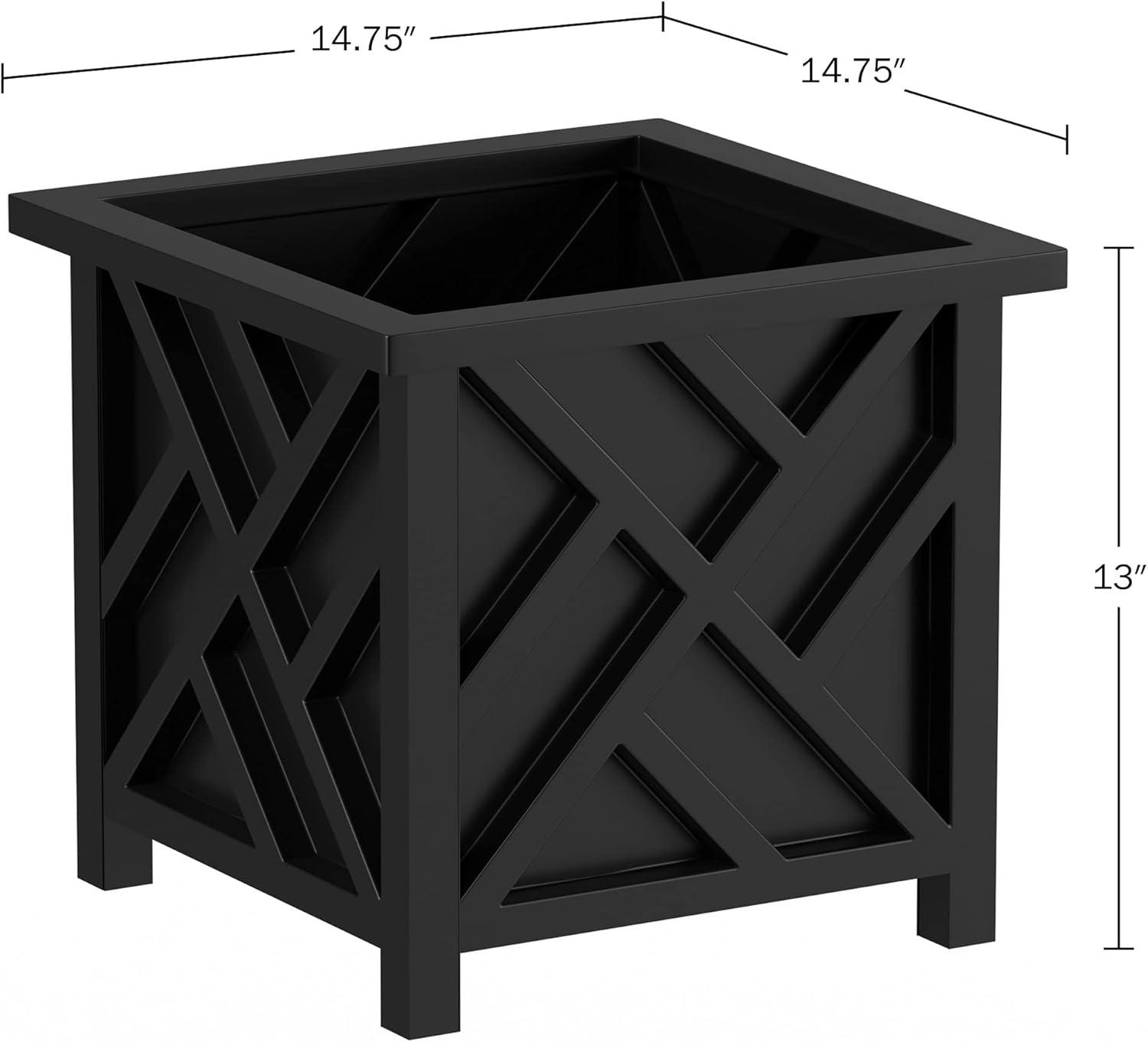 Pure Garden 2 -Pack Square 14.75-in W x 13-in H x Black Plastic Contemporary/Modern Outdoor Planter