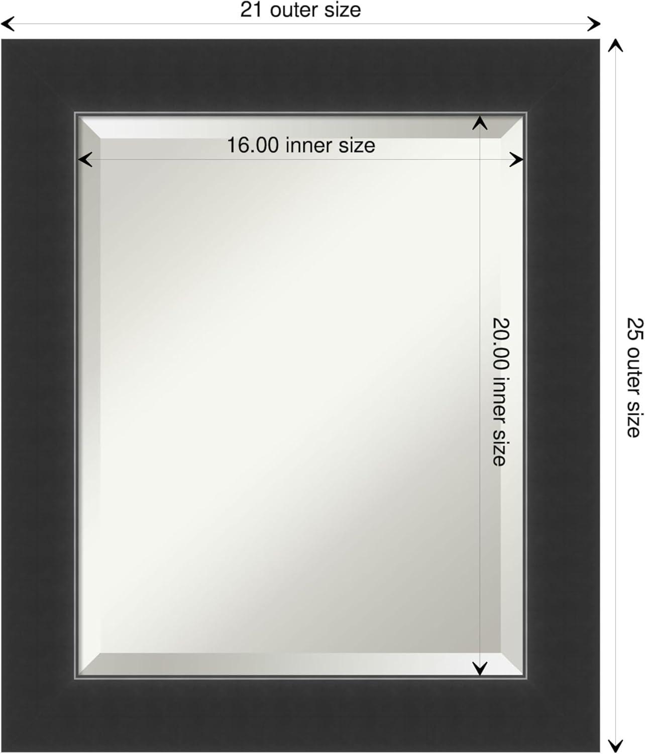 Corvino Satin Black 21x25 Rectangular Wood Bathroom Vanity Mirror