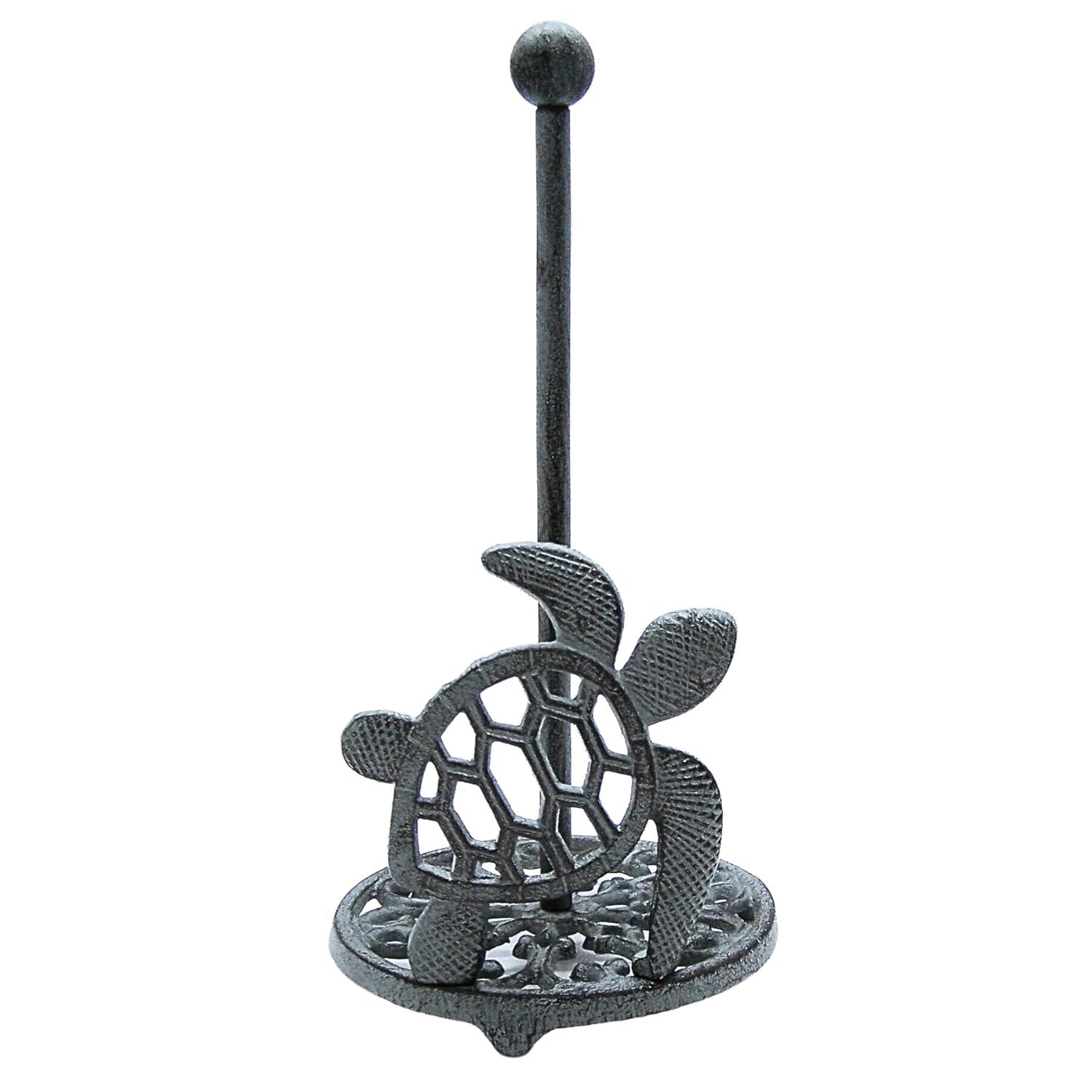 Sea Turtle Paper Towel Holder, Nautical Kitchen Accessories, Freestanding Countertop Organization, 13 Inches