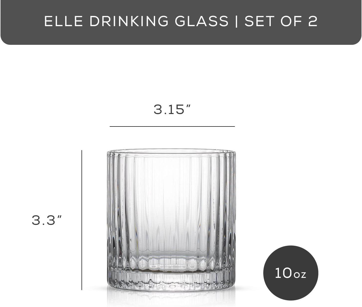 JoyJolt Elle Fluted Double Old Fashioned Whiskey Glass, 10oz