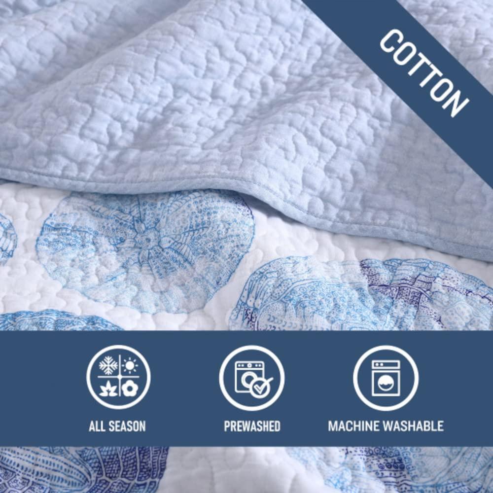 Twin Ocean Isle Quilt & Sham Set Blue - Tommy Bahama: Geometric Pattern, Midweight Fabric, OEKO-TEX Certified
