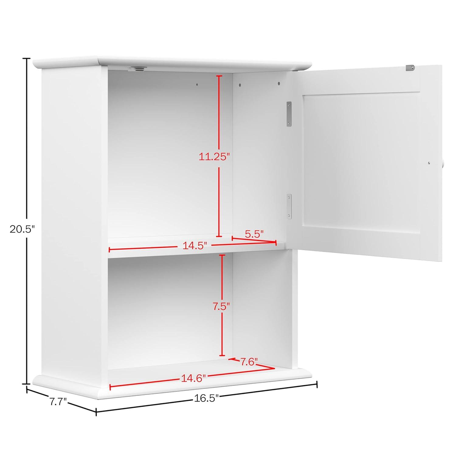 Wall-Mounted Storage Cabinet – Kitchen, Pantry, Laundry Room or Bathroom Organizer with Open Shelf – Bathroom Storage Furniture by Lavish Home (White)