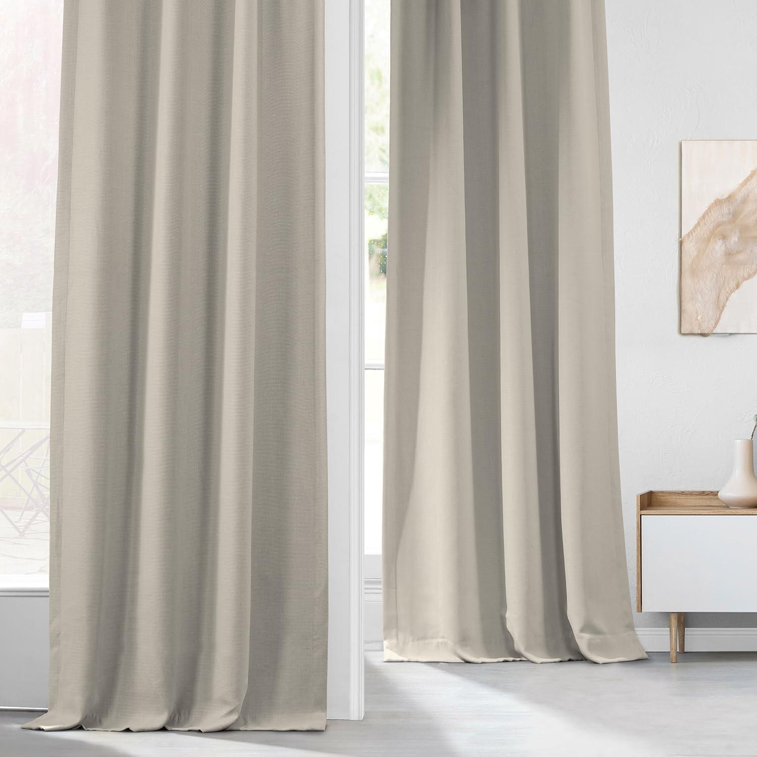 Birch Faux Linen Textured Room Darkening Curtains 108 Inches Long