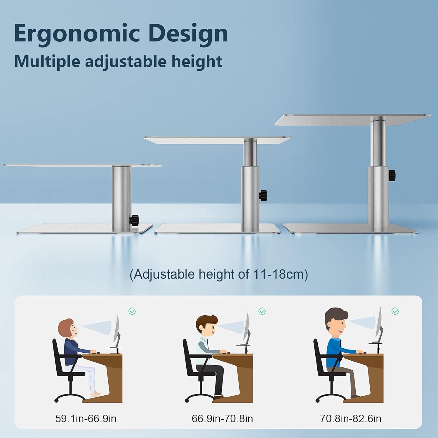 Nillkin Monitor Stand Riser for Desk, Adjustable Height Computer Monitor Stand, Ergonomic Aluminum Computer Desk Holder for iMac,MacBook, Dell, HP, Lenovo and Other Screen Display, Black