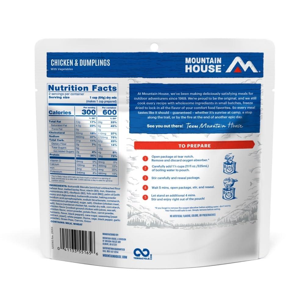 Mountain House Chicken & Dumplings, Freeze-Dried Camping & Backpacking Food, 2-Serving