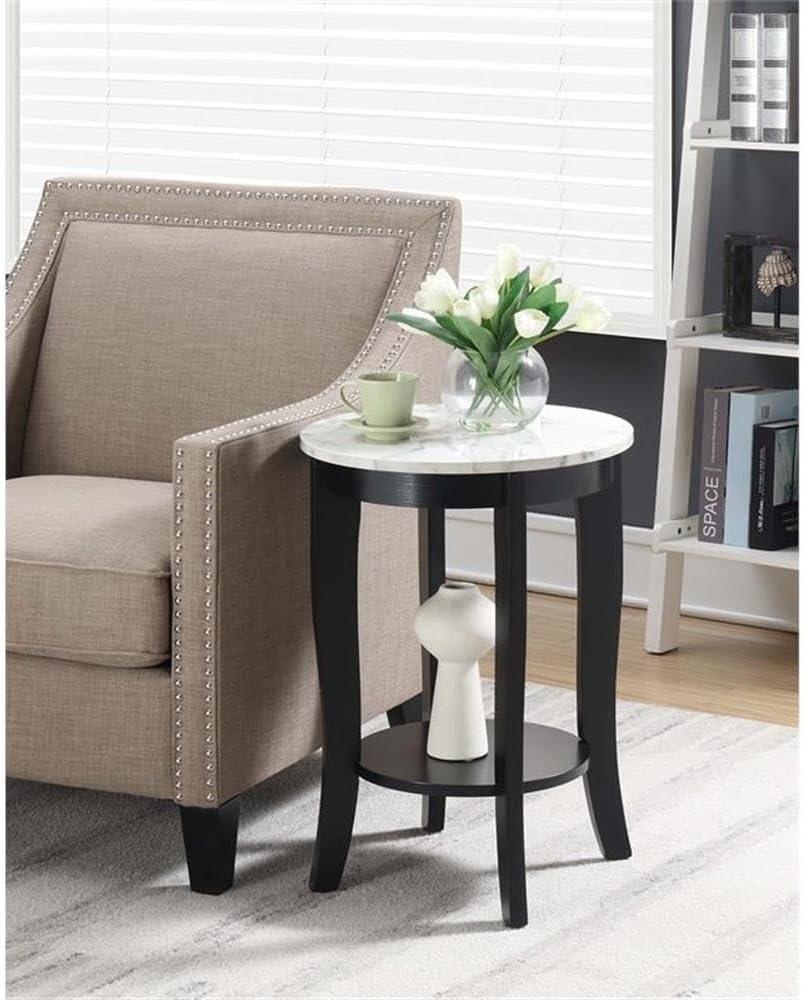 Convenience Concepts American Heritage Round End Table in Black Wood Finish