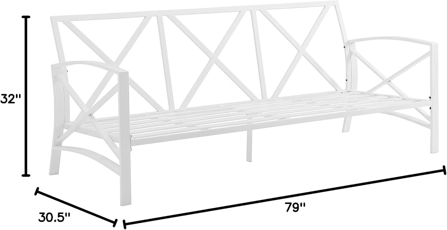 Kaplan Outdoor Metal Sofa White with Gray Cushions - Crosley