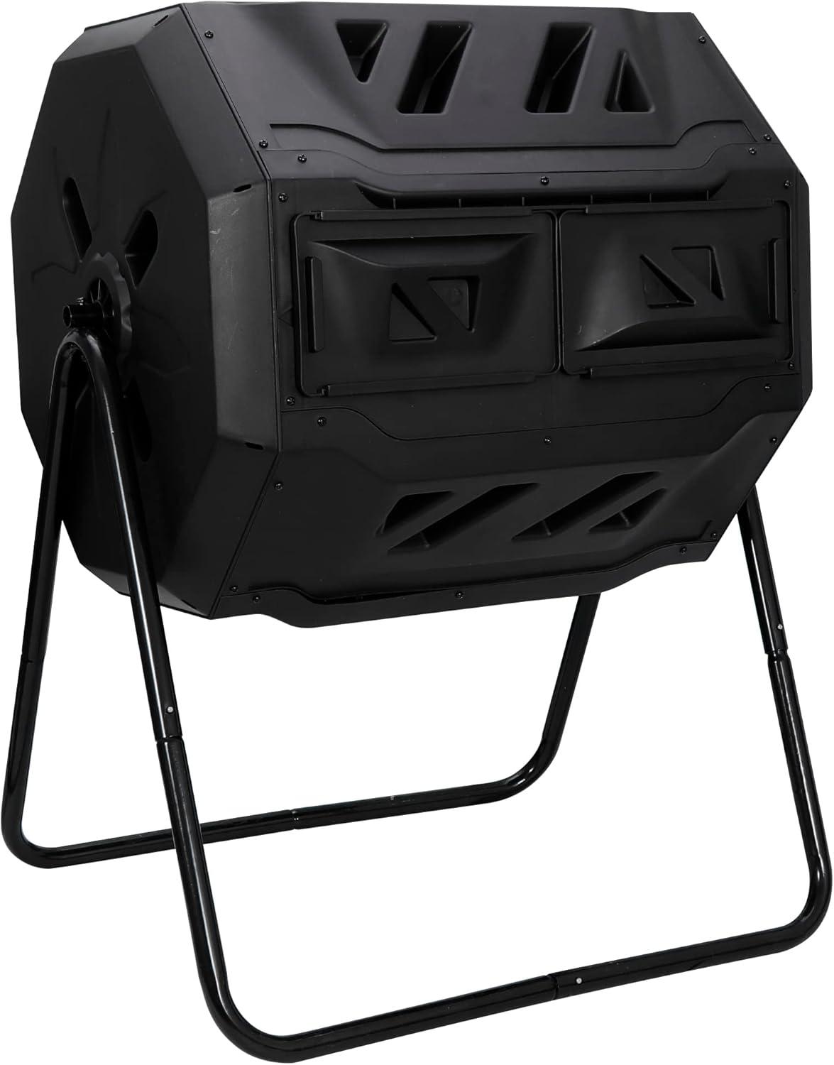 Black,43 Gallon,Outdoor,Tumbling ,Dual Rotating ,Batch Compost Bin