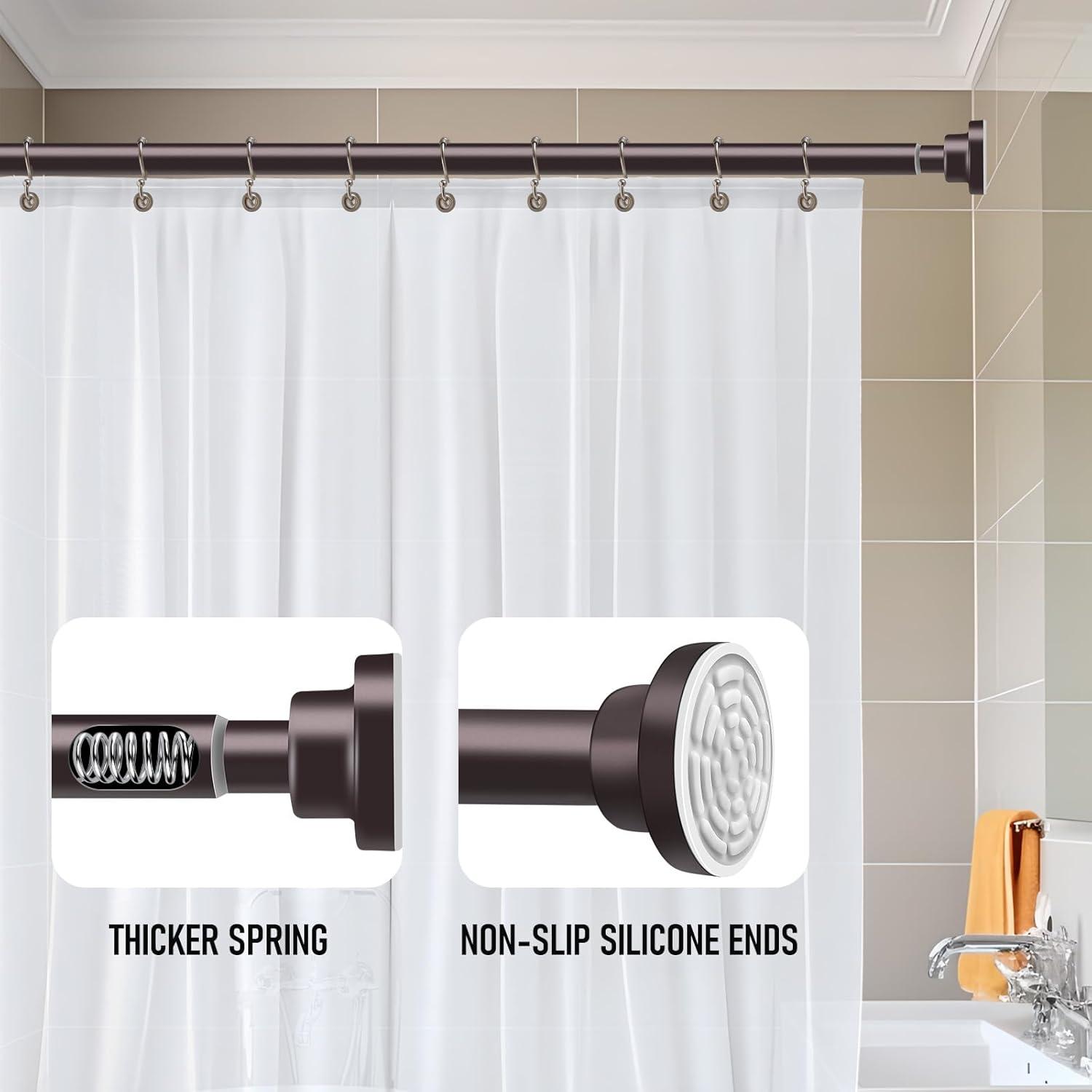 JDLiving Maxda Premium 43"- 72" Adjustable Rustproof Straight Tension Shower Curtain Rod- No Drill