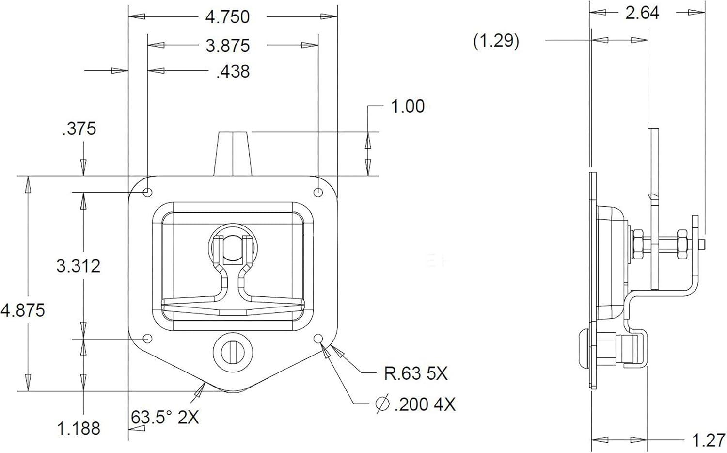 Buyers Products L8815 T-Handle Latch (Latch,T-Handle,Sst,Sgl Pt W/Gskt & Ch545)