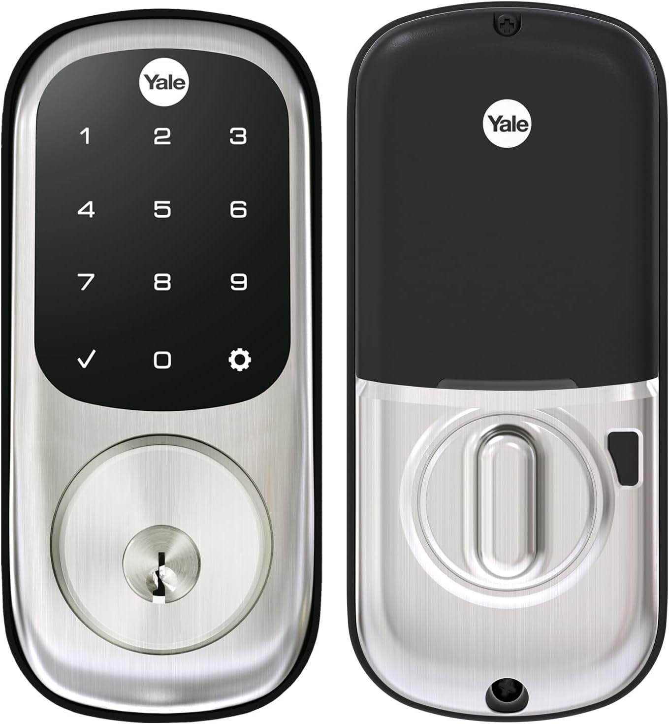 Satin Nickel Electronic Touchscreen Deadbolt with Keypad and Z-Wave