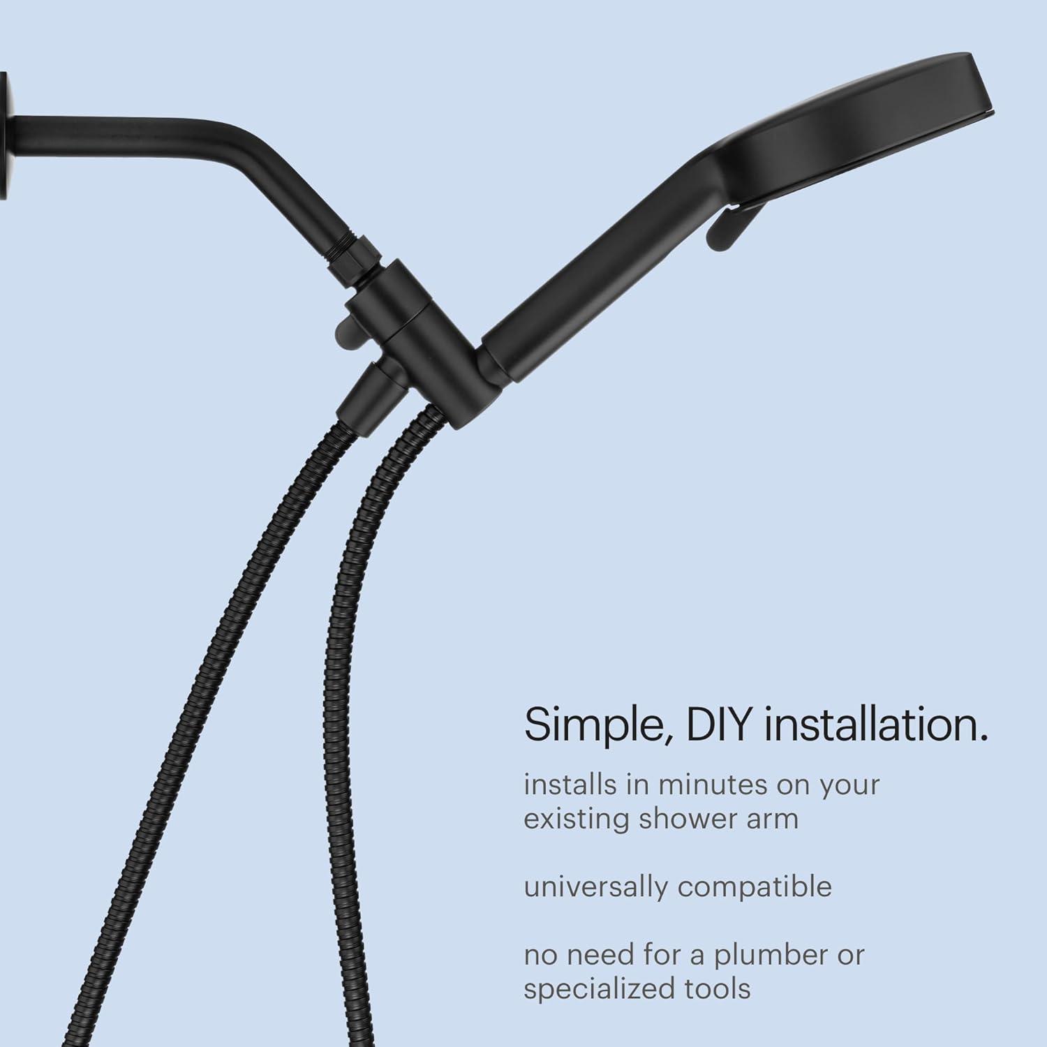 Brondell Nebia High Pressure Shower Head with Handheld Spray Combo, Yuba NE80, Adjustable Showerhead, 5- Setting, Precision Nozzle, Matte Black