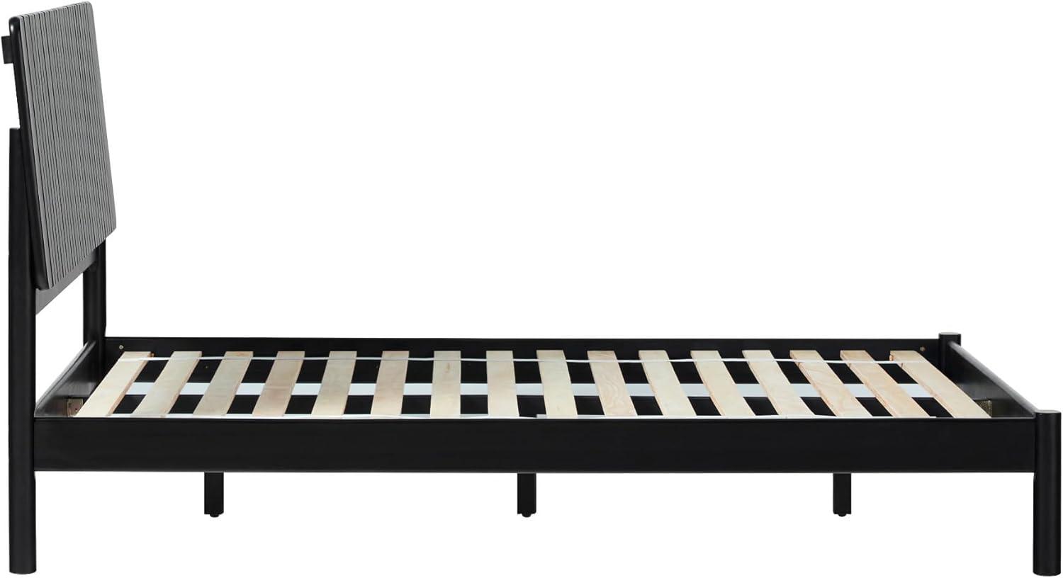 Walker Edison Transitional Solid Wood Platform Queen Bed, Black