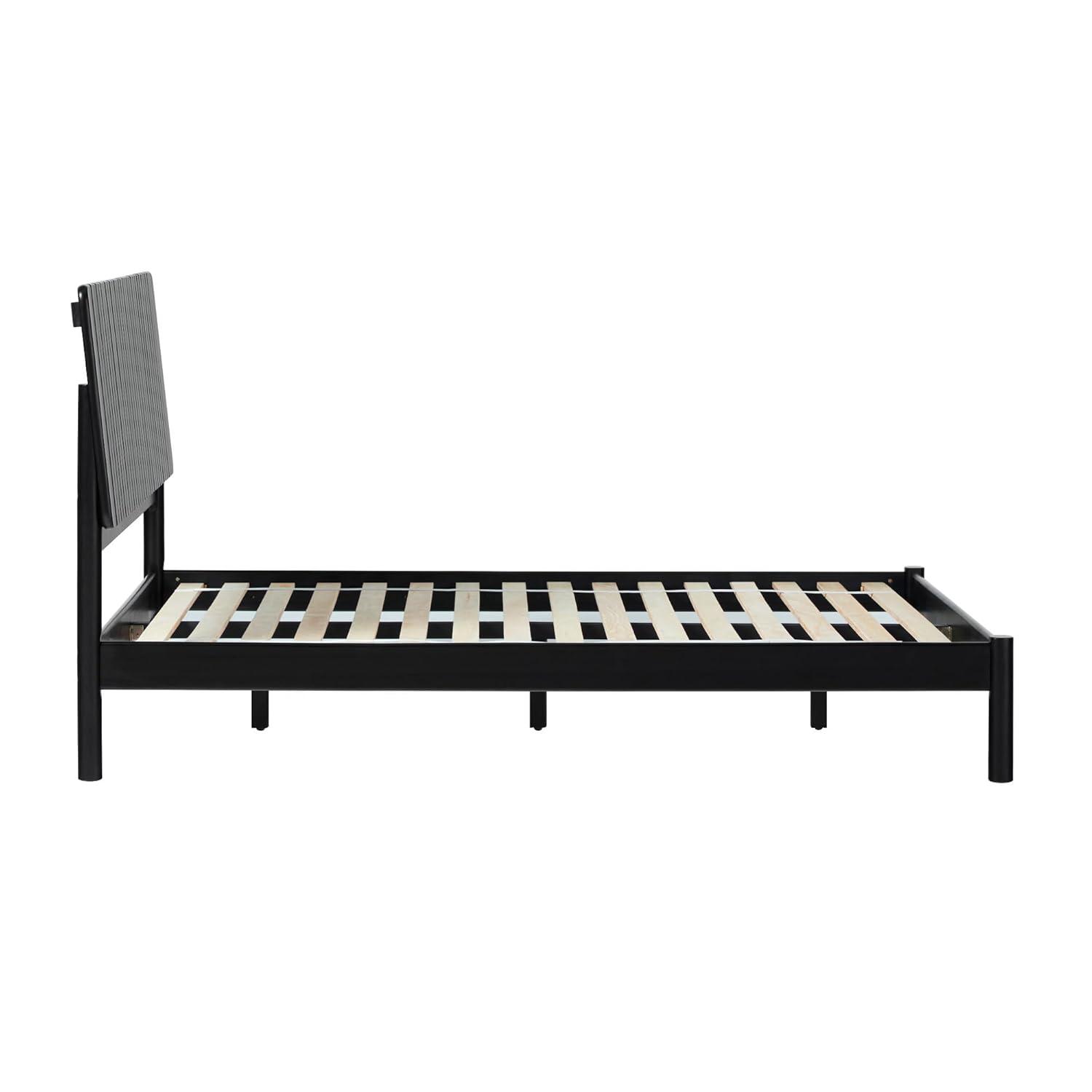 Walker Edison Transitional Solid Wood Platform Queen Bed, Black
