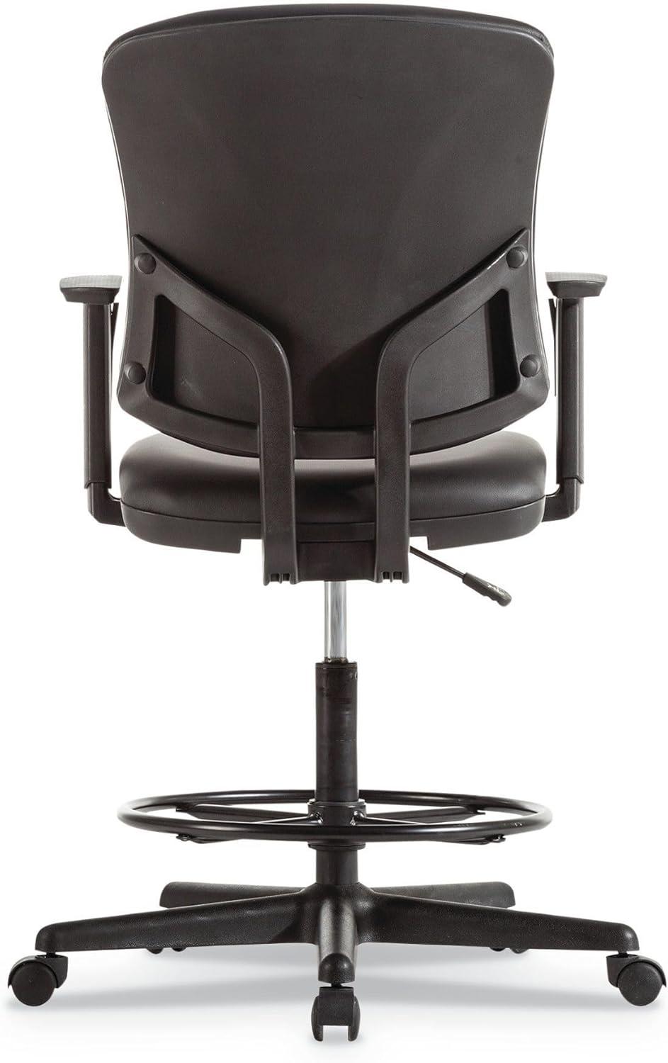 Alera Everyday Task Stool, Bonded Leather Seat/Back, Supports Up to 275 lb, 20.9" to 29.6" Seat Height, Black