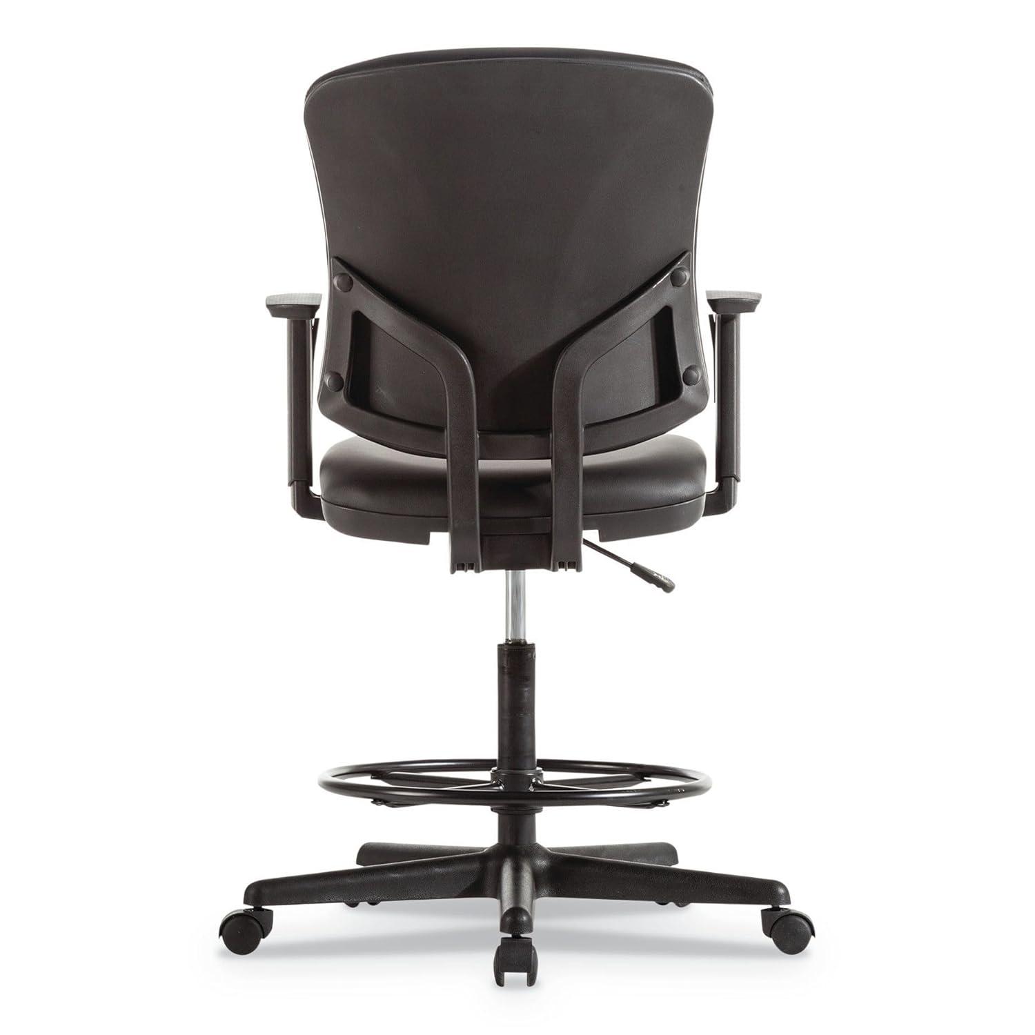 Alera Everyday Task Stool, Bonded Leather Seat/Back, Supports Up to 275 lb, 20.9" to 29.6" Seat Height, Black