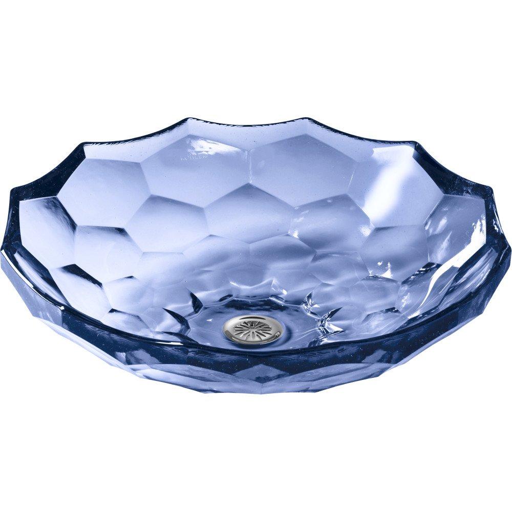 Kohler Briolette, Artist Editions Oval Faceted Glass Bathroom Vessel Sink