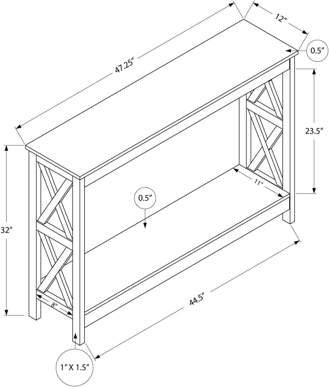 Espresso Multi-Level Metal & Wood Console Table with Storage