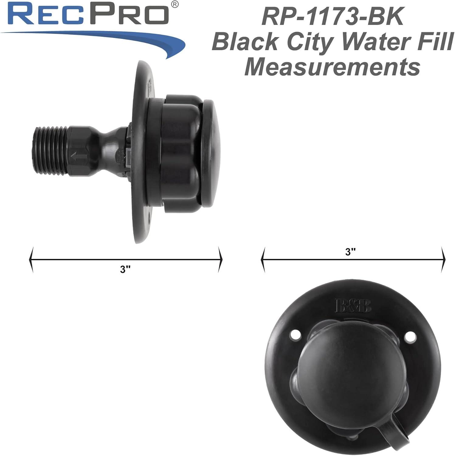 Black Plastic RV City Water Fill Inlet with Check Valve