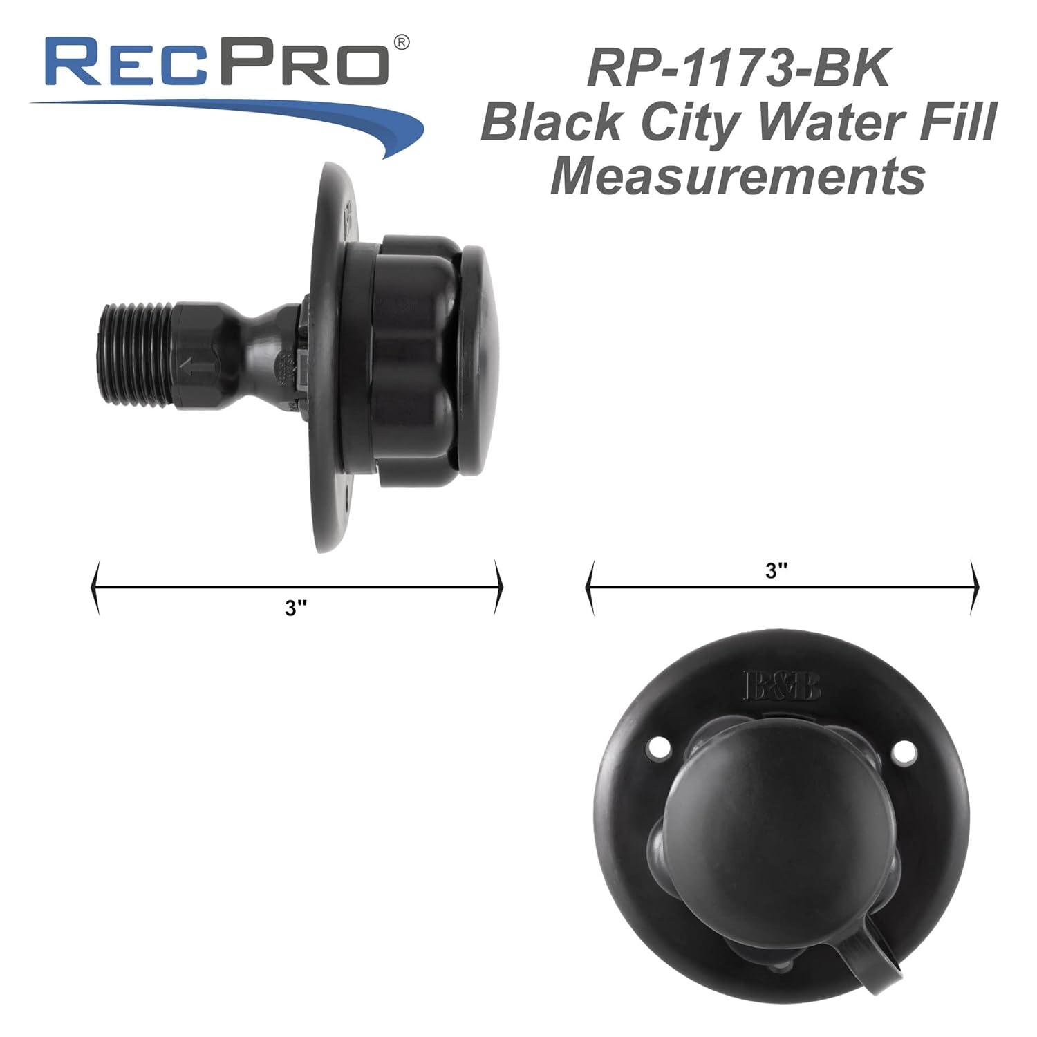 Black Plastic RV City Water Fill Inlet with Check Valve