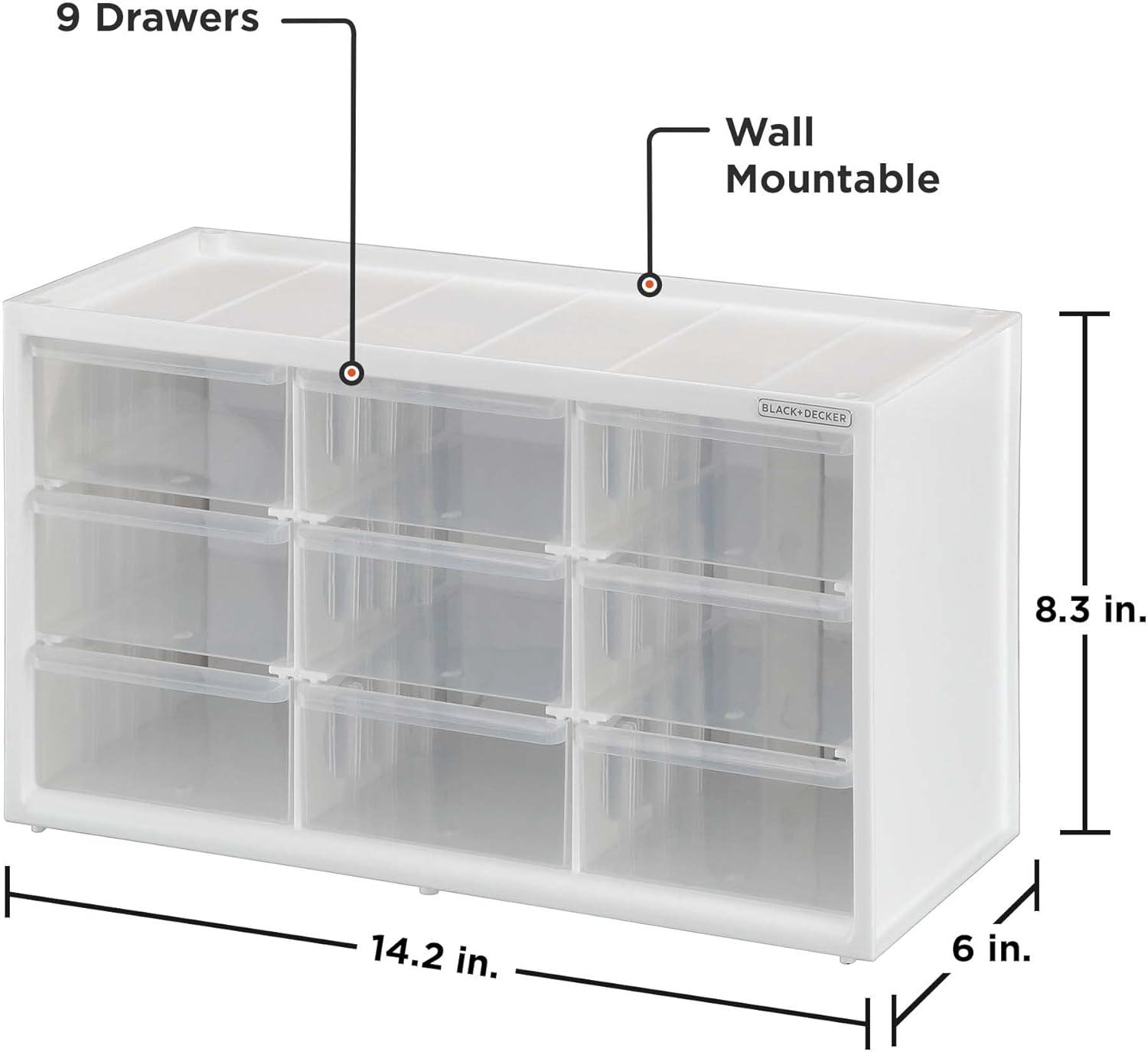 BLACK+DECKER 9-Drawer Bin System, White