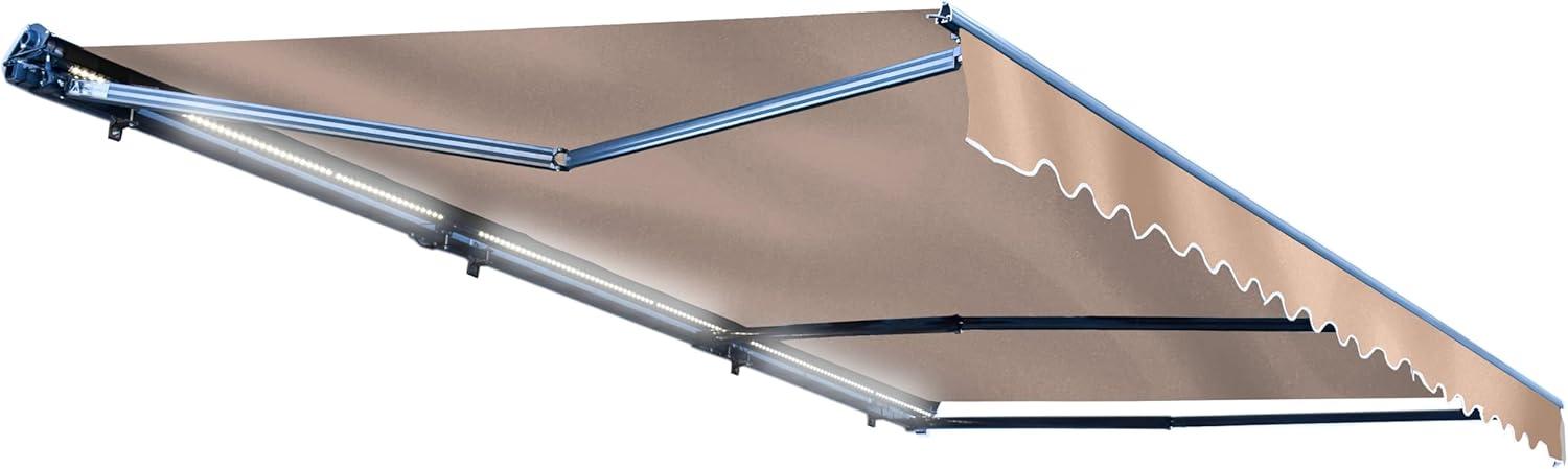 Semi-Cassette Patio Awning with LED Lights - Moroccan Collection