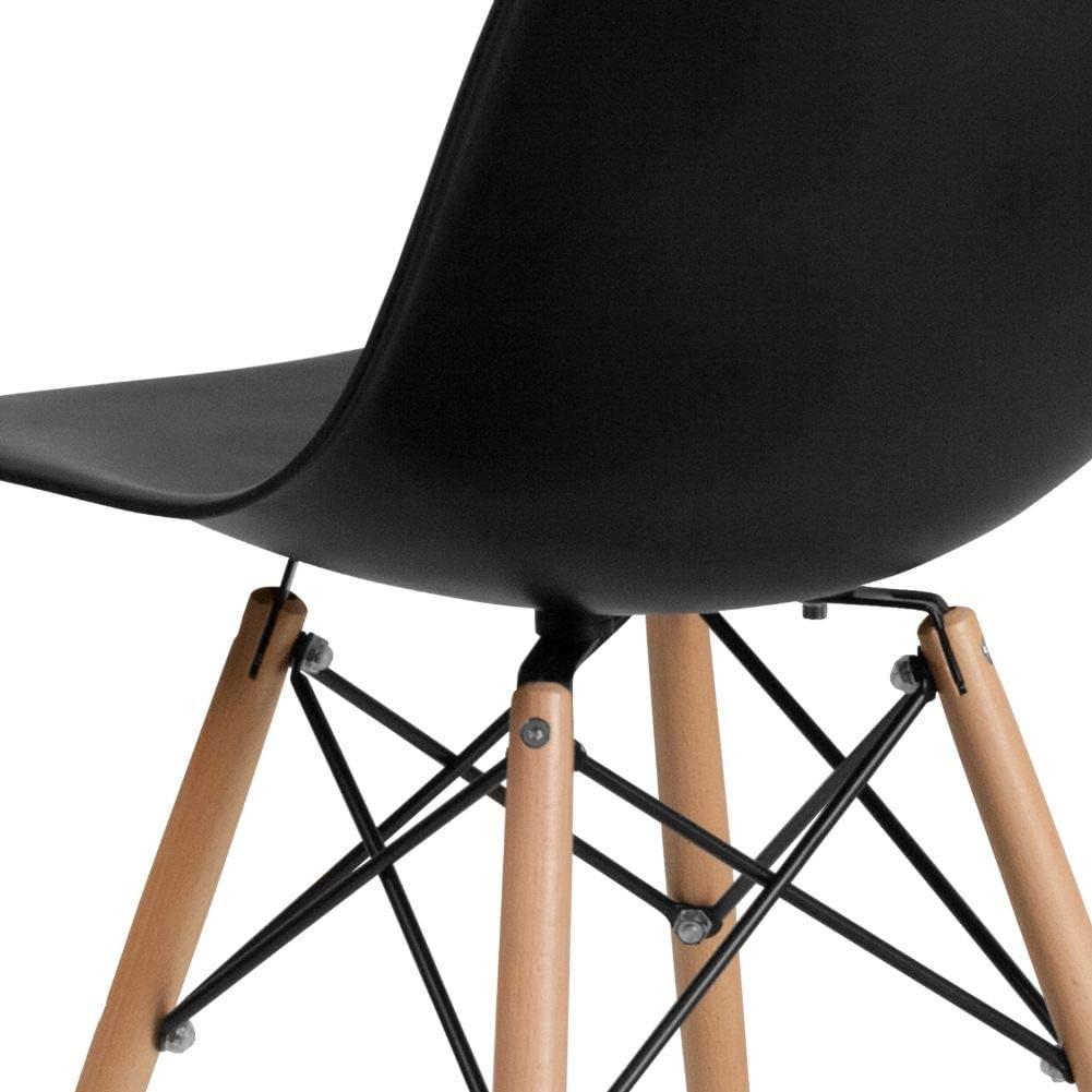 Flash Furniture Elon Series Plastic Chair with Wooden Legs for Versatile Kitchen, Dining Room, Living Room, Library or Desk Use