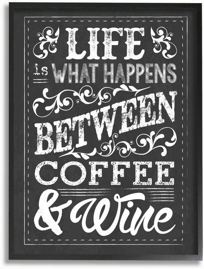 Life Between Coffee and Wine Chalk Art on Canvas