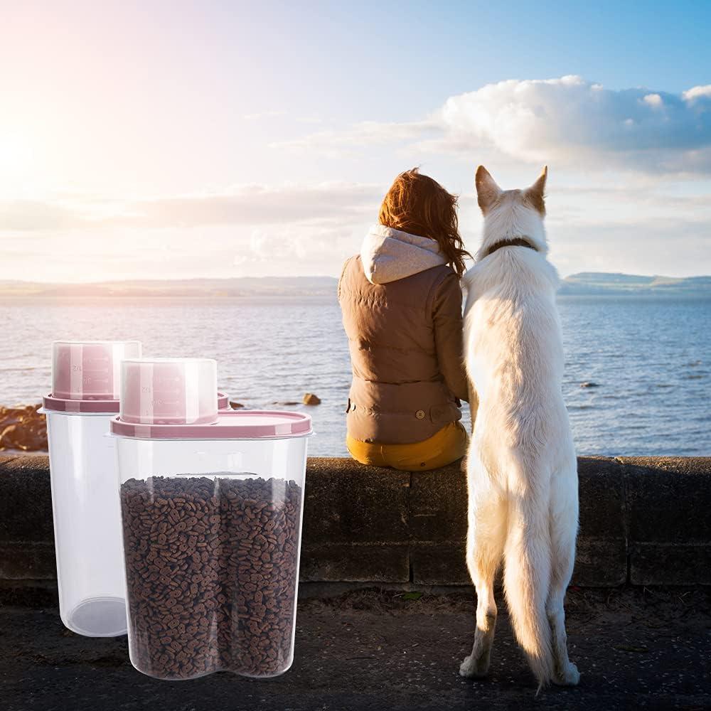 GreenJoy Pet Food Container Dog Cat Food Storage with Measuring Cup GreenJoy 2 Pack 2lb/2.5L